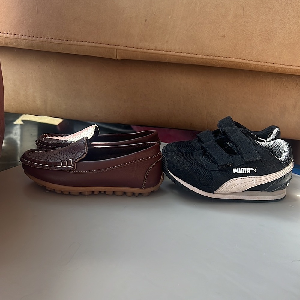 2 toddler size 6 shoes loafers & pumas sneakers